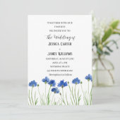 Cornflowers Wildflowers Waterverf Floral Wedding Kaart (Staand voorkant)