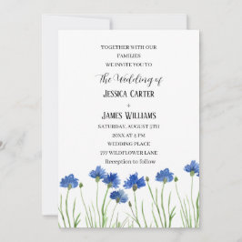 Cornflowers Wildflowers Waterverf Floral Wedding Kaart