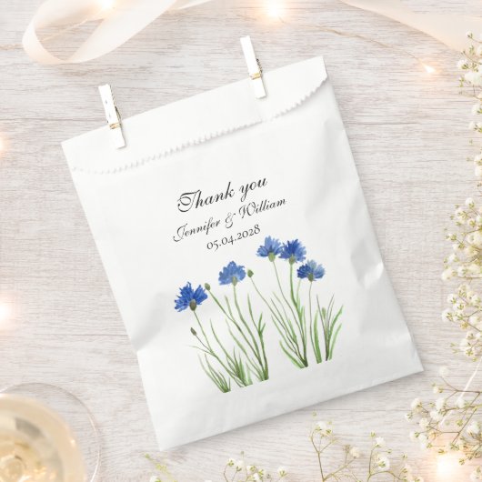 Cornflowers Wildflowers Waterverf Wedding Bedankzakje (Geknipt)