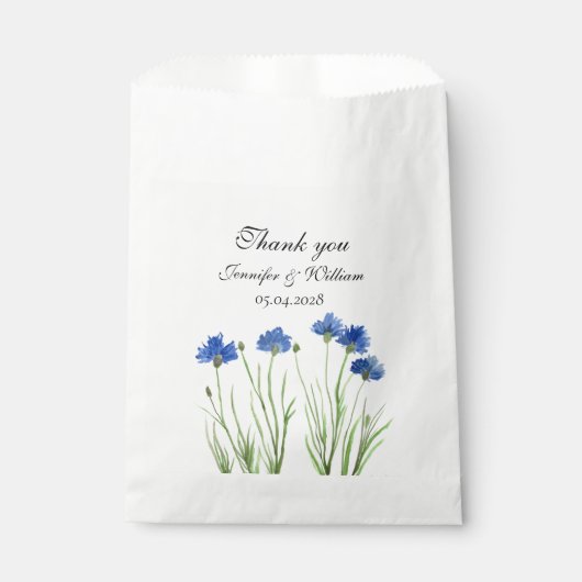 Cornflowers Wildflowers Waterverf Wedding Bedankzakje (Voorkant)