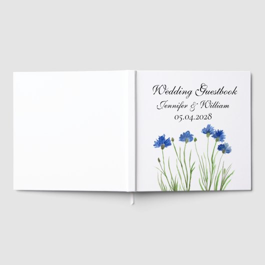 Cornflowers Wildflowers Waterverf Wedding Gastenboek (Volledig)