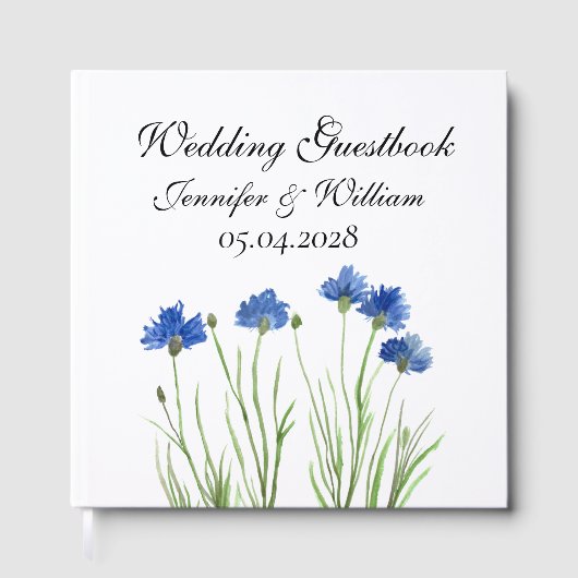 Cornflowers Wildflowers Waterverf Wedding Gastenboek (Voorkant)