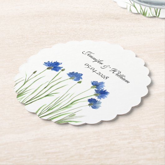 Cornflowers Wildflowers Waterverf Wedding Kartonnen Onderzetters (Gekanteld)