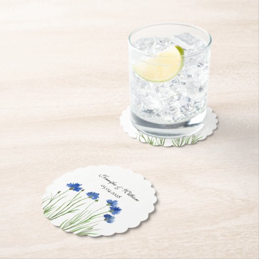 Cornflowers Wildflowers Waterverf Wedding Kartonnen Onderzetters (Insitu)