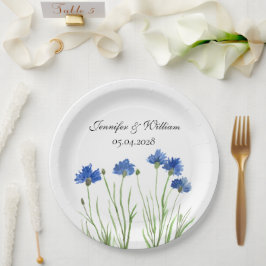 Cornflowers Wildflowers Waterverf Wedding Papieren Bordje