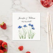 Cornflowers Wildflowers Waterverf Wedding Servet (Insitu)