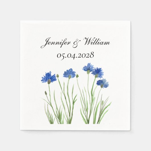 Cornflowers Wildflowers Waterverf Wedding Servet (Voorkant)