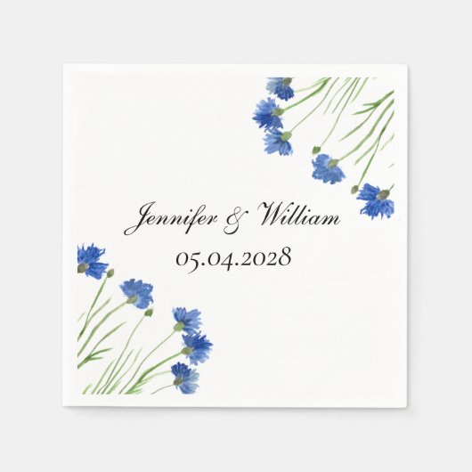 Cornflowers Wildflowers Waterverf Wedding Servet (Voorkant)