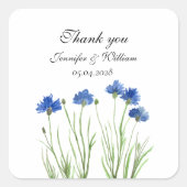 Cornflowers Wildflowers Waterverf Wedding Vierkante Sticker (Voorkant)