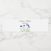 Cornflowers Wildflowers Waterverf Wedding Waterfles Etiket (Enkel label)