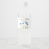 Cornflowers Wildflowers Waterverf Wedding Waterfles Etiket (Voorkant)