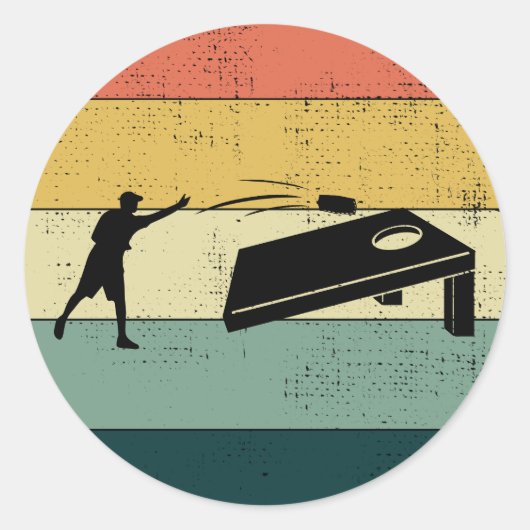 Corngat Bean Bag Toss Outdoor Lawn Game Retro Ronde Sticker (Voorkant)