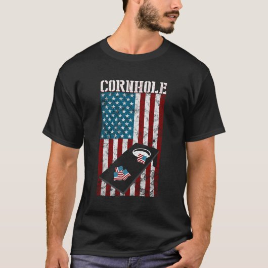 Cornhole Amerikaanse vlag T-shirt (Voorkant)
