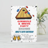 Cornhole and beer party invitation kaart (Staand voorkant)