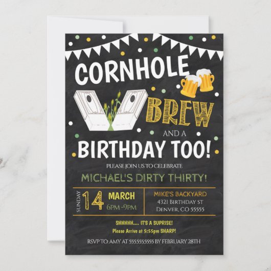 Cornhole Birthday Invitation Kaart (Voorkant)