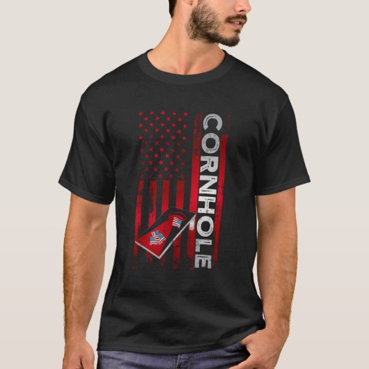 Cornhole Board Amerikaanse vlag T-shirt (Voorkant)