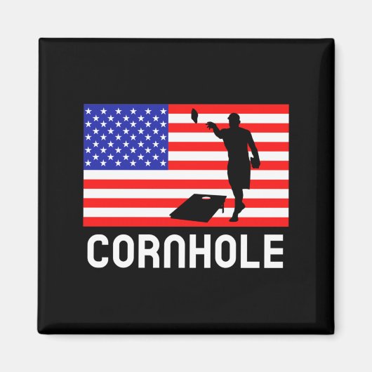 Cornhole Bordspel Mannen Vrouwen Amerikaanse Vlag Magneet (Voorkant)