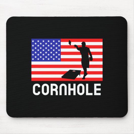 Cornhole Bordspel Mannen Vrouwen Amerikaanse Vlag Muismat (Voorkant)