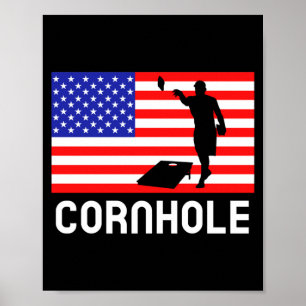 Cornhole Bordspel Mannen Vrouwen Amerikaanse Vlag Poster