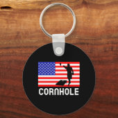 Cornhole Bordspel Mannen Vrouwen Amerikaanse Vlag  Sleutelhanger (Voorkant)