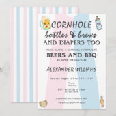 Cornhole Bottles Brouwen & Luiers BBQ Baby shower Kaart (Voorkant / Achterkant)