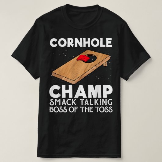 Cornhole Champ Smack Pratende Baas van de Toss Fun T-shirt (Design voorkant)