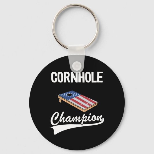 Cornhole Champion American Flag Bean Bag Board Cor Sleutelhanger (Voorkant)