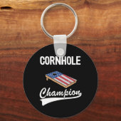 Cornhole Champion American Flag Bean Bag Board Cor Sleutelhanger (Voorkant)