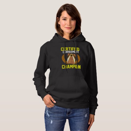 Cornhole Corn Hole Certified Cornament Champion Hoodie (Voorkant volledig)