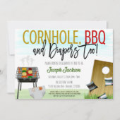 Cornhole en BBQ Baby shower Invitation Kaart (Voorkant)