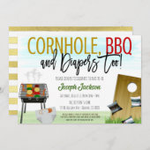 Cornhole en BBQ Baby shower Invitation Kaart (Voorkant / Achterkant)
