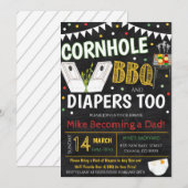 Cornhole en BBQ Baby shower Invitation Kaart (Voorkant / Achterkant)