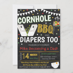 Cornhole en BBQ Baby shower Invitation Kaart