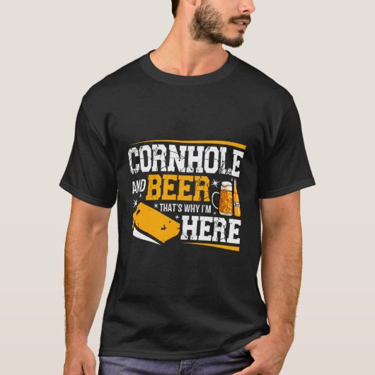 Cornhole en Beer Grappig Drink Alcohol Graphic M T-shirt (Voorkant)