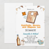 Cornhole en bier baby shower uitnodiging (Voorkant / Achterkant)