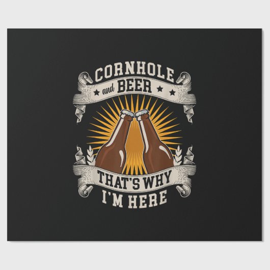 Cornhole en bier, daarom ben ik hier Cornhole Cadeaupapier (Vlak)