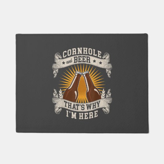 Cornhole en bier, daarom ben ik hier Cornhole Deurmat (Voorkant)
