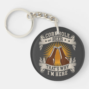 Cornhole en bier, daarom ben ik hier Cornhole Sleutelhanger