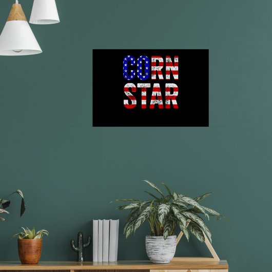 Cornhole Funny Bean Bag Toss Corn Star USA Flag Poster (Woonkamer 1)