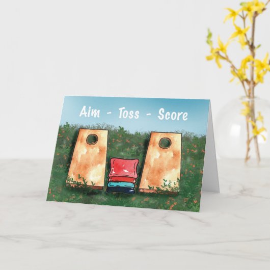 Cornhole Game Verjaardag Doel Toss Score Kaart (Gele Bloem)