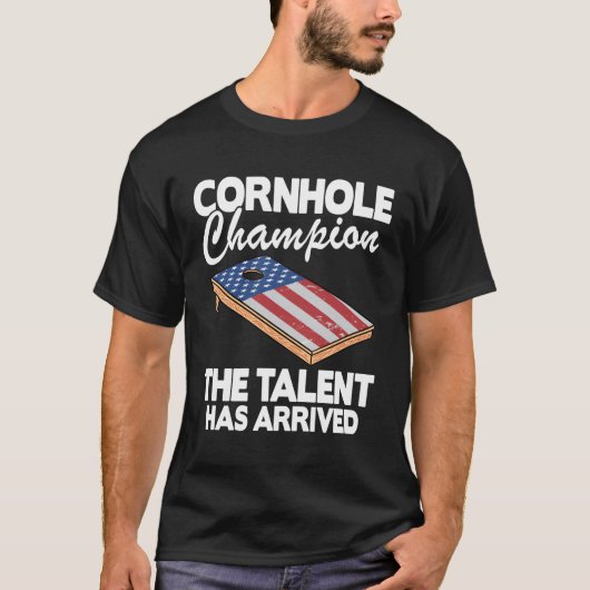 Cornhole Kampioen Amerikaanse Vlag Board Cornhole T-shirt (Voorkant)