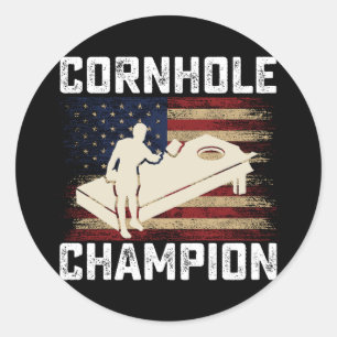 Cornhole Kampioen Amerikaanse Vlag USA 4 juli  Ronde Sticker
