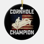 Cornhole Kampioen Amerikaanse Vlag USA 4th OF July Keramisch Ornament (Voorkant)