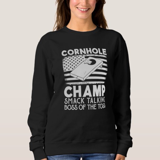 Cornhole Kampioen Smack Sprekende Baas Van De Worp Trui (Voorkant)