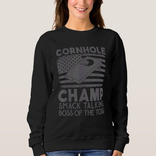 Cornhole Kampioen Smack Sprekende Baas Van De Worp Trui (Voorkant)