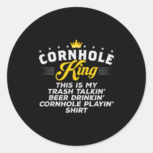 Cornhole Koning Traalkin Grappig Cornhole Cadeau Ronde Sticker (Voorkant)