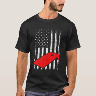 Cornhole Lover Retro American Flag Cornhole 4th of T-shirt