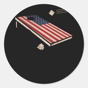Cornhole Patriotic American Flag Ronde Sticker