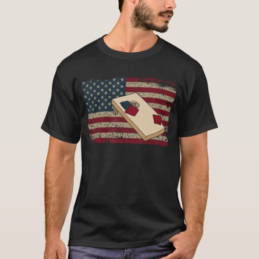 Cornhole Player America Flag T-shirt I Proud Bean (Voorkant)