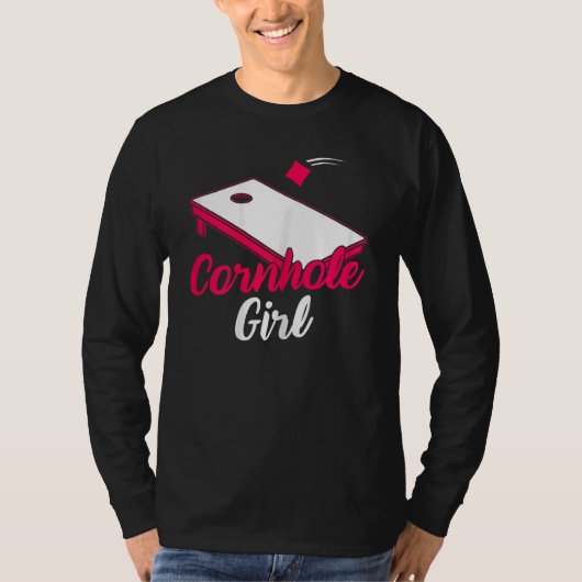 Cornhole Player Cornhole Girl Sack Toss Game T-shirt (Voorkant)